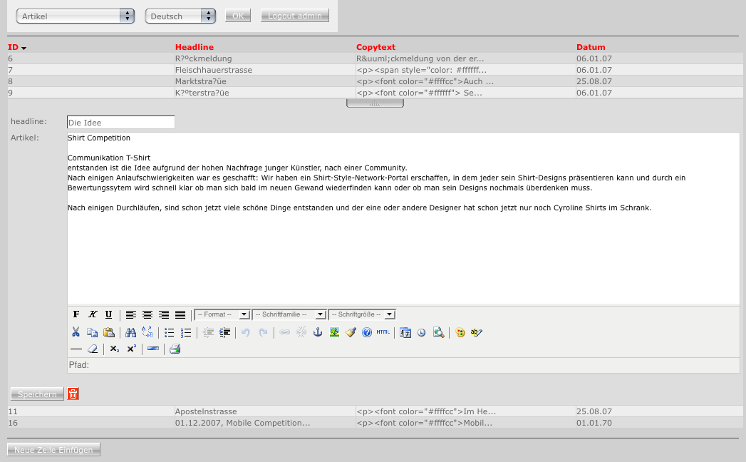 Das CMS war übersichtlich funktional und intuitiv bedienbar